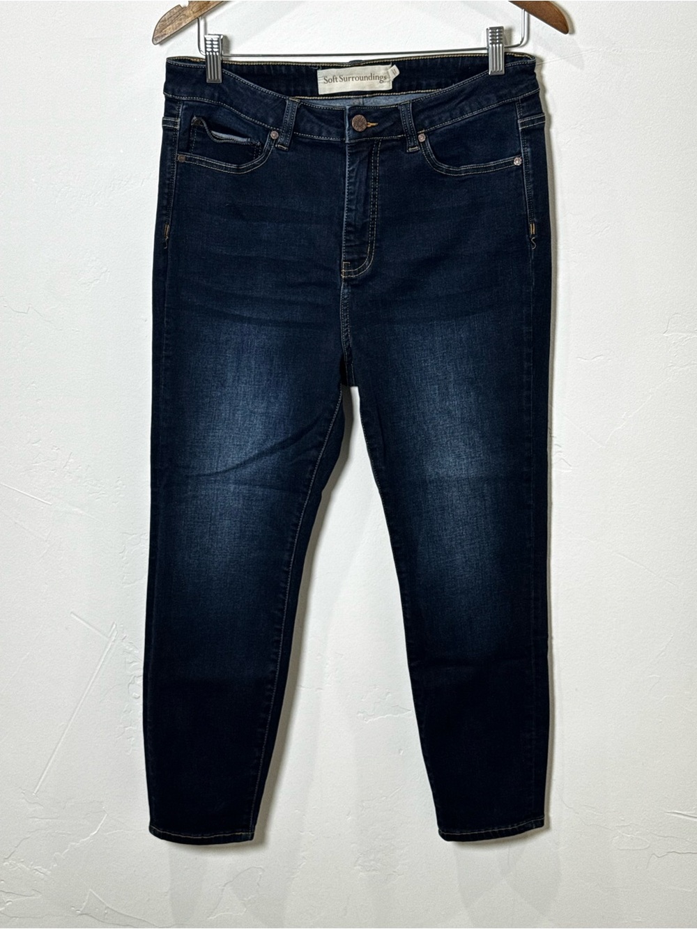 Soft Surroundings Dark Indigo Denim Stretch Skinny Ankle Jeans Womens Size 10P